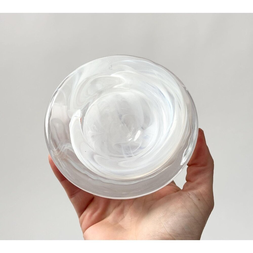 Kosta Boda Atoll Anna Ehrner Swedish 80's Vintage White Glass Swirl Votive